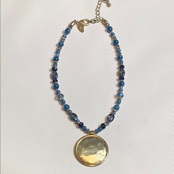 Chico's Blue and Gold Necklace with Elegant Pendant - Picture 7 of 8